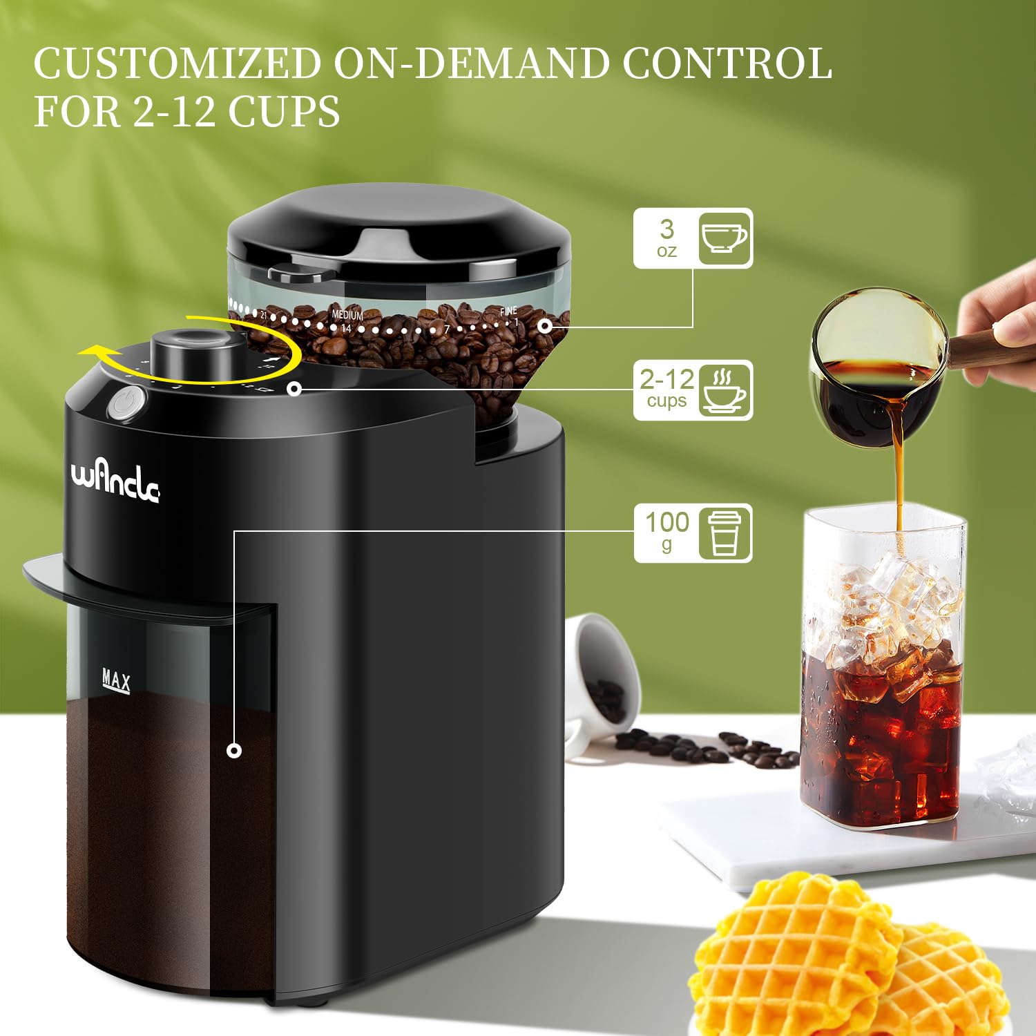 Автоматическая мельница Wancle – обзор и цена Coffee Grinder Burr Flat